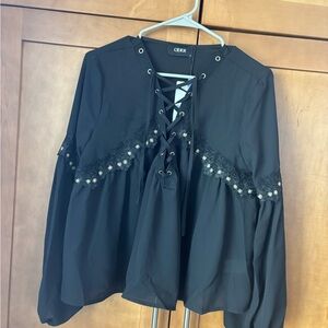Cider NWT Lace-Up Peasant Blouse